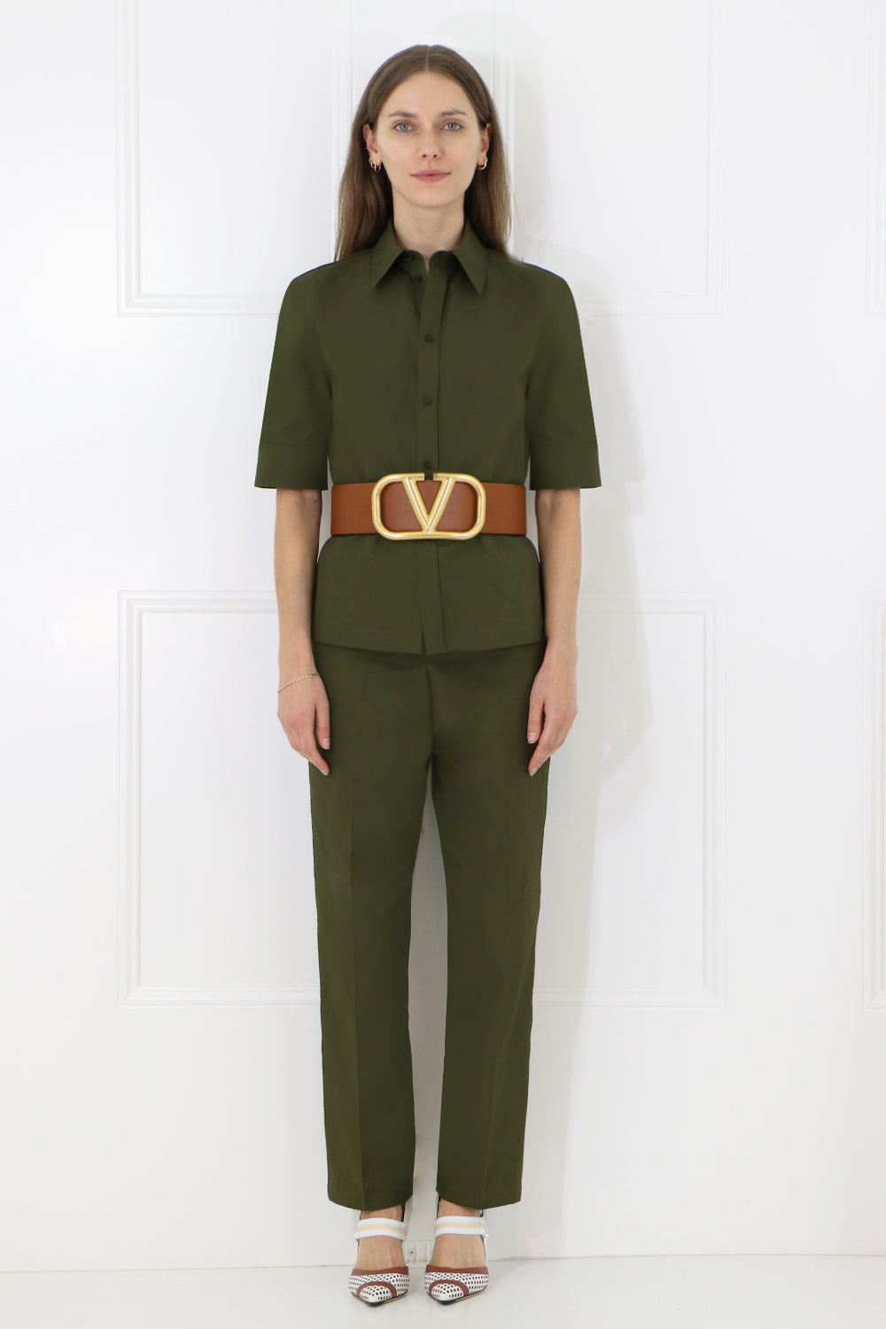 JIL SANDER RTW BUTTON UP SHIRT S/S FOREST GREEN