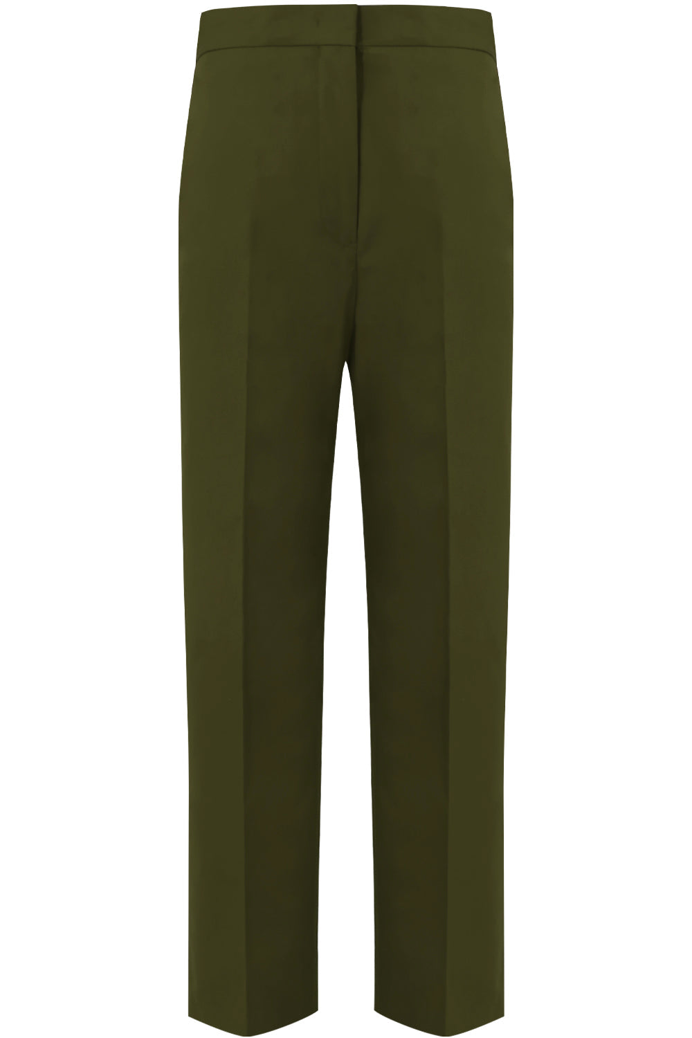 JIL SANDER RTW CROPPED STRAIGHT LEG PANTS FOREST