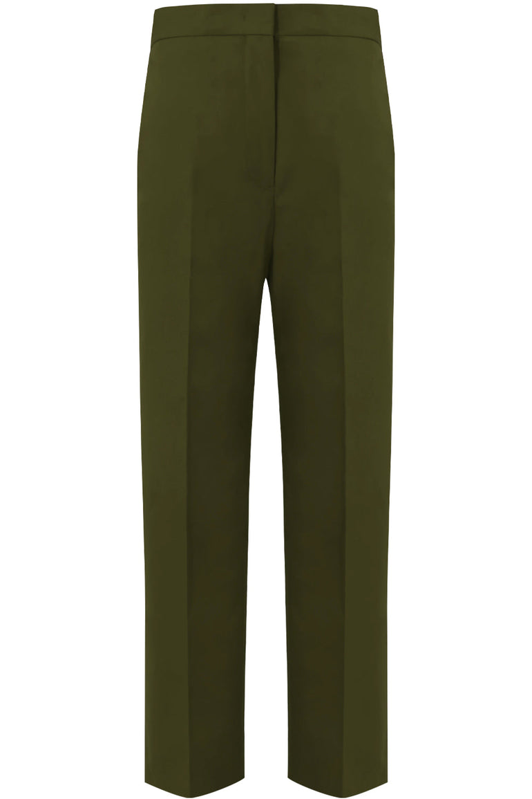 JIL SANDER RTW CROPPED STRAIGHT LEG PANTS FOREST
