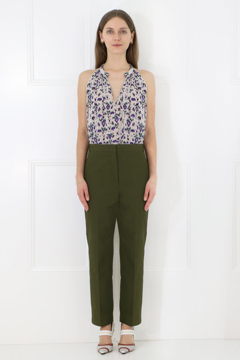 JIL SANDER RTW CROPPED STRAIGHT LEG PANTS FOREST