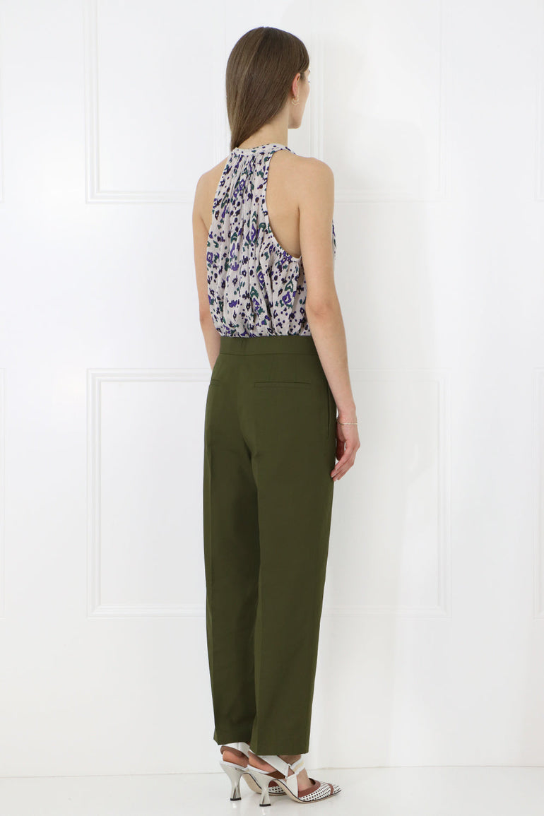 JIL SANDER RTW CROPPED STRAIGHT LEG PANTS FOREST