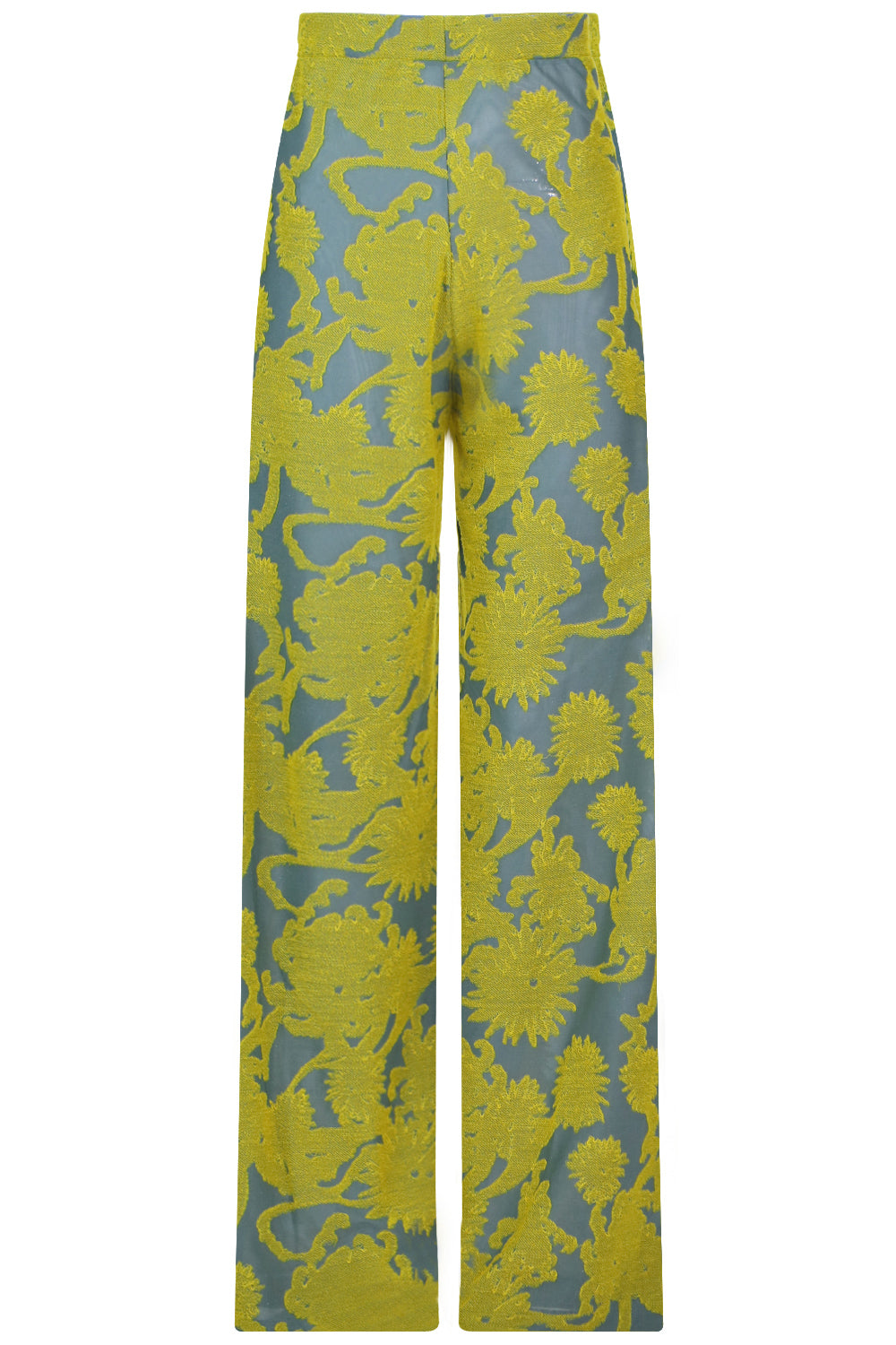 JIL SANDER RTW FLORAL JACQUARD PANT GOLD/BLUE