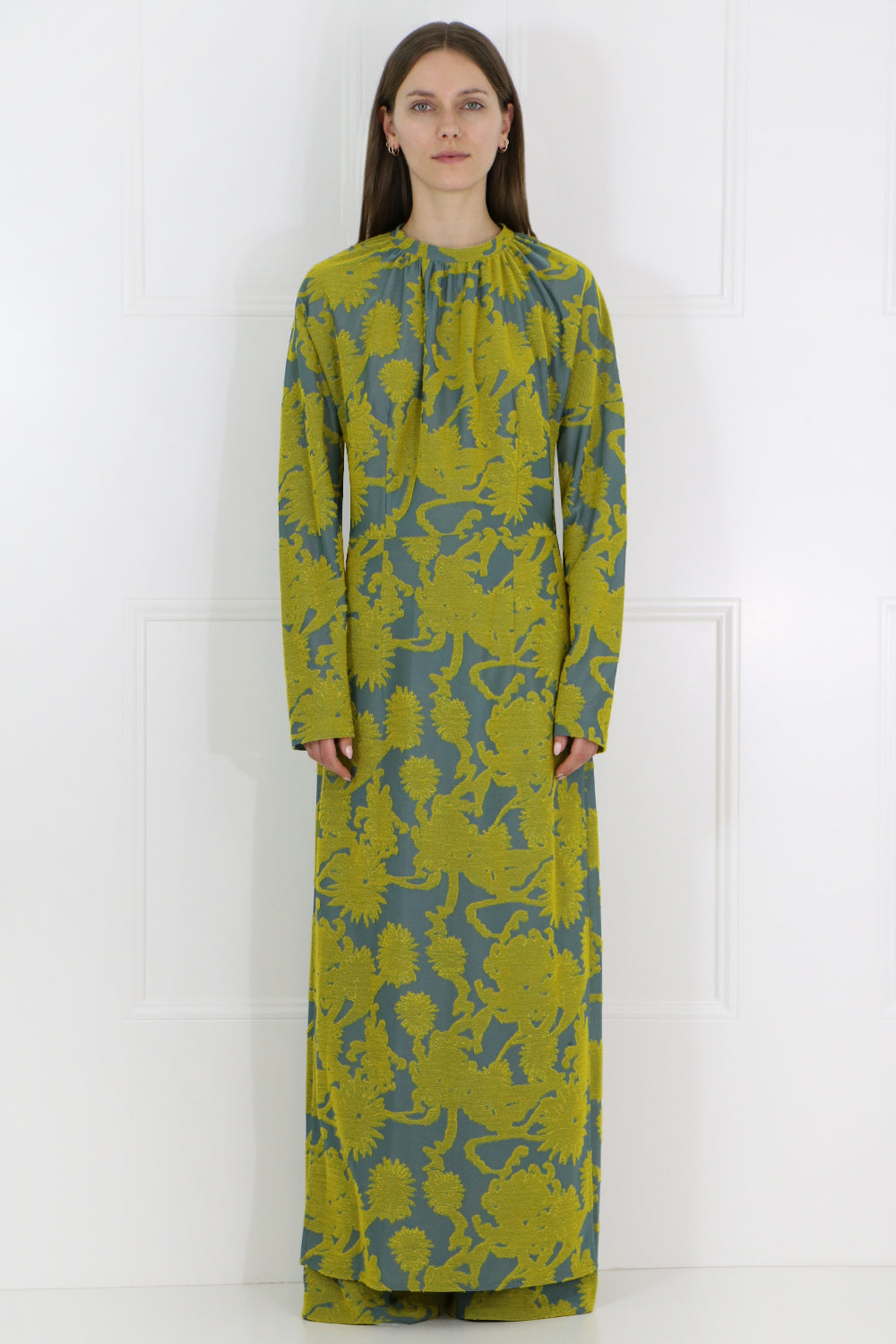 JIL SANDER RTW FLORAL JACQUARD TUNIC L/S GOLD/BLUE