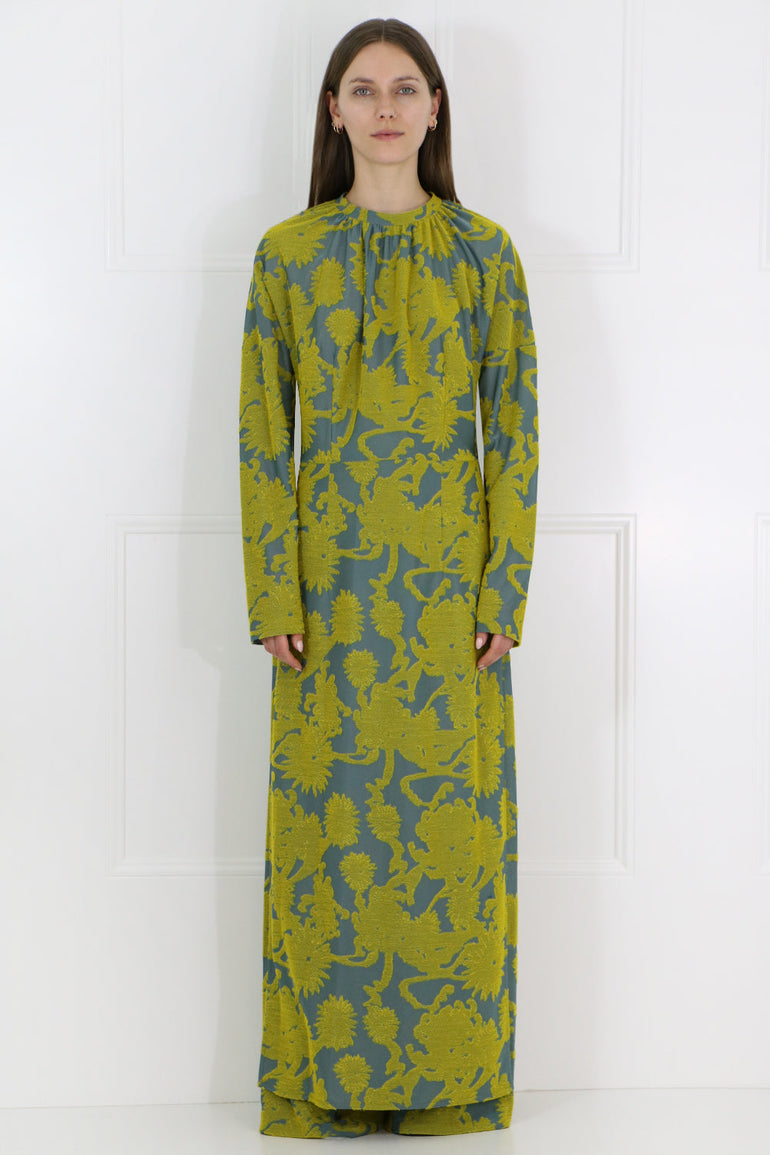 JIL SANDER RTW FLORAL JACQUARD TUNIC L/S GOLD/BLUE