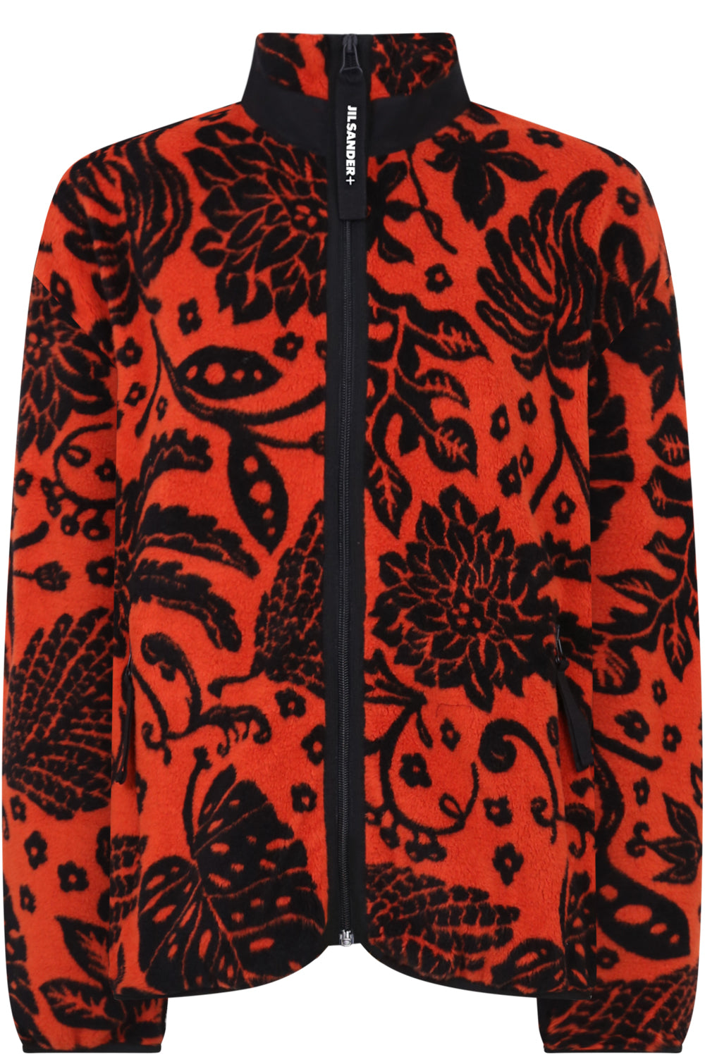 JIL SANDER RTW HAWAIIAN PRINT ZIP SWEATER CORAL