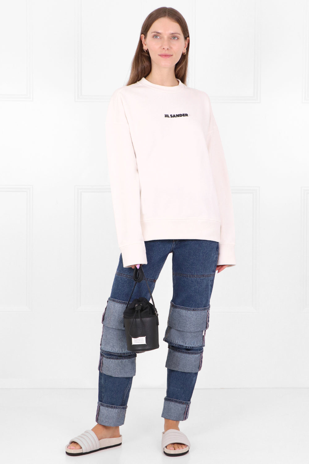 JIL SANDER RTW LOGO CREWNECK SWEATER L/S NATURAL