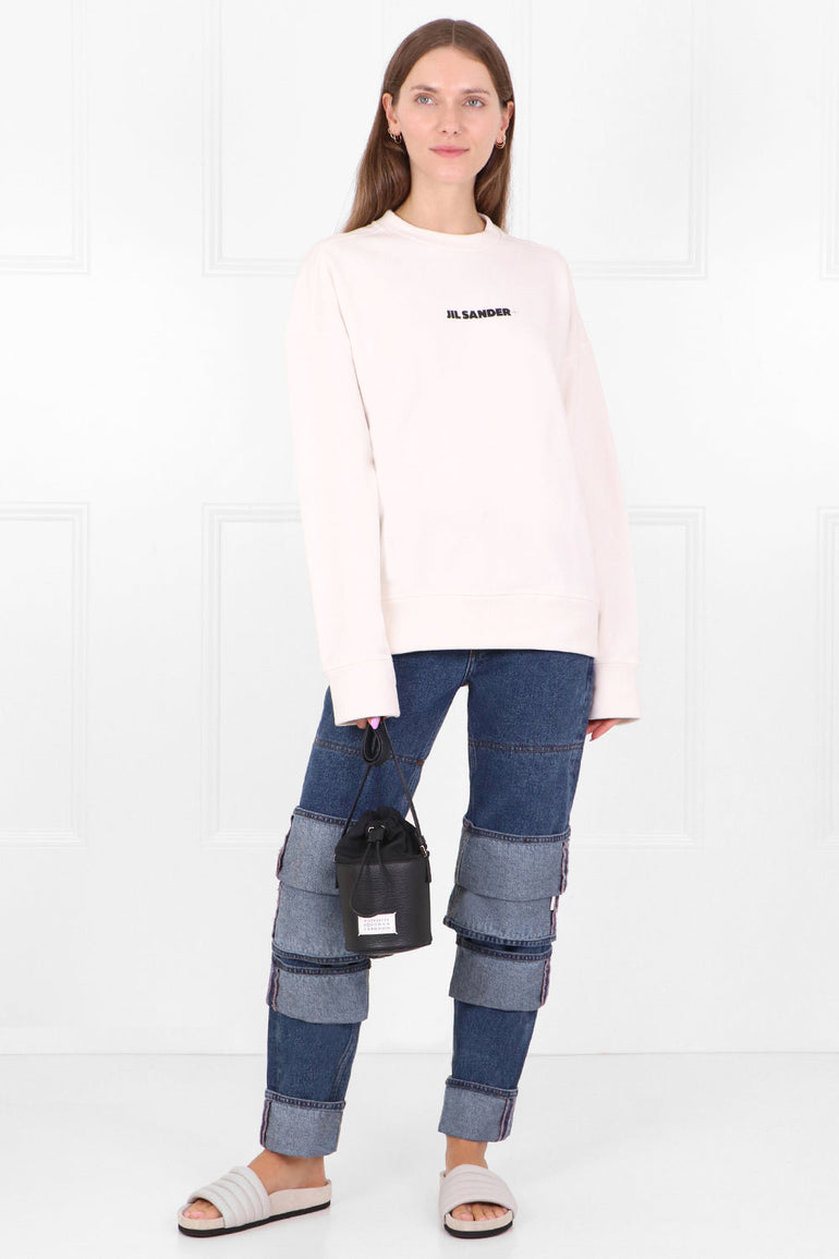 JIL SANDER RTW LOGO CREWNECK SWEATER L/S NATURAL