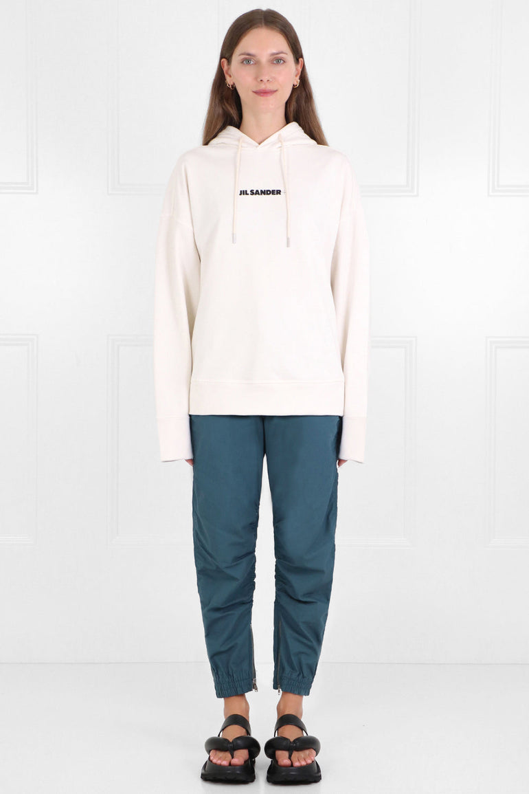 JIL SANDER RTW LOGO HOODED SWEATER NATURAL