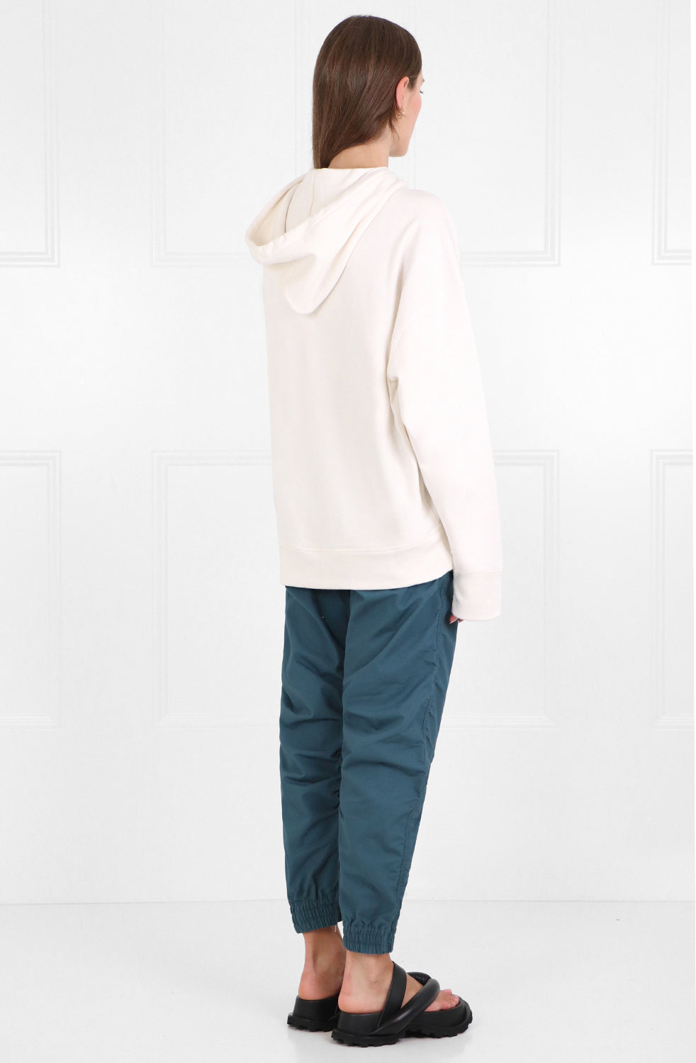 JIL SANDER RTW LOGO HOODED SWEATER NATURAL