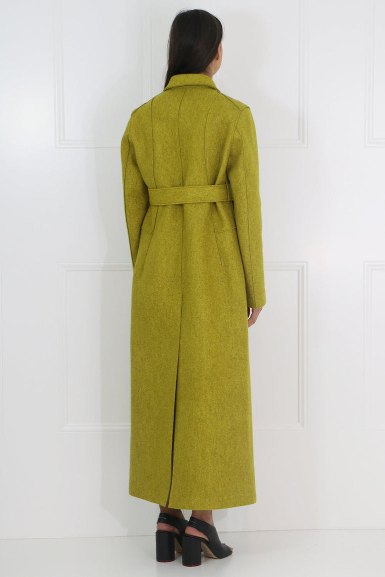 JIL SANDER RTW LONG BELTED COAT OCHRE