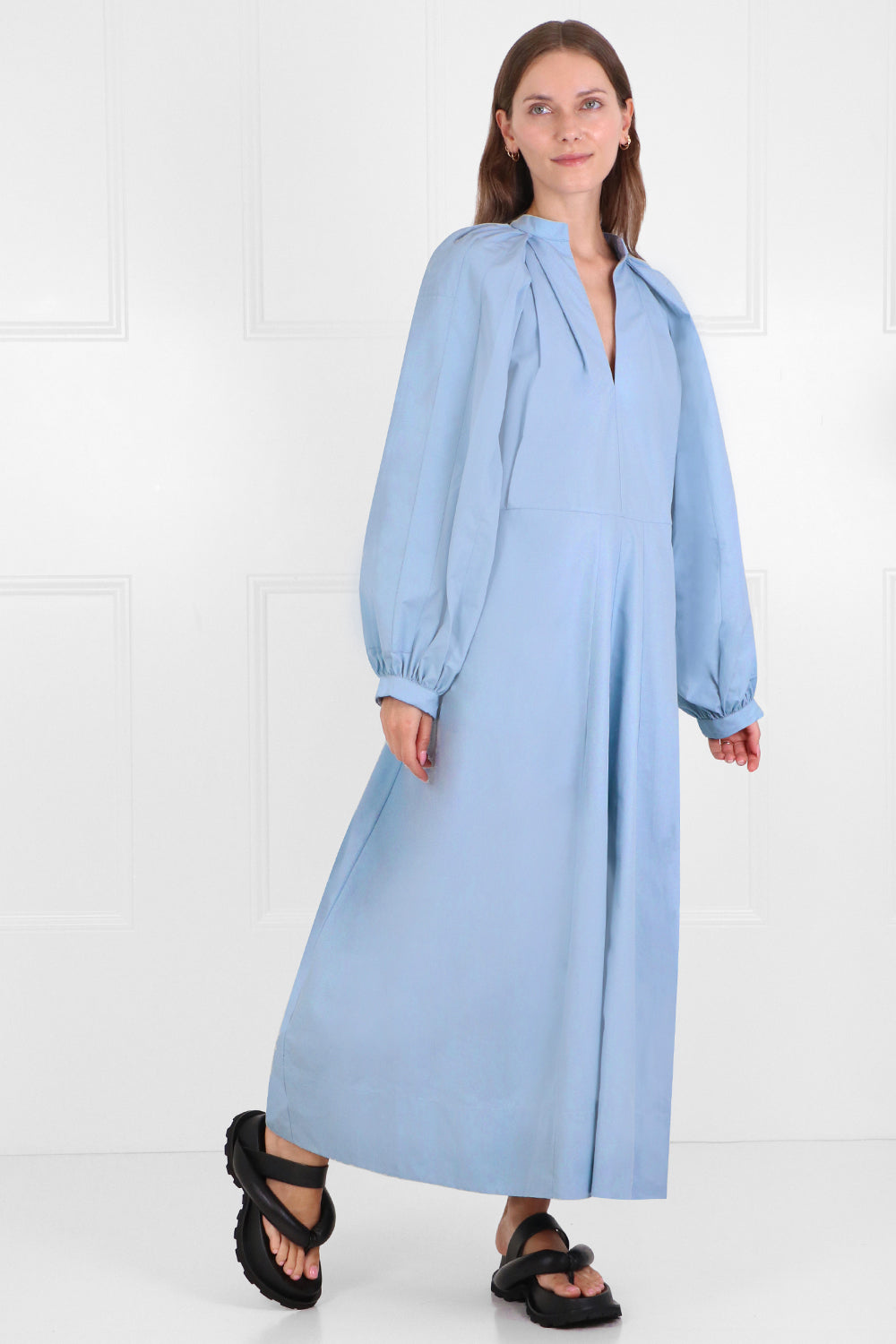 JIL SANDER RTW MAXI SHIRT DRESS L/S COBALT