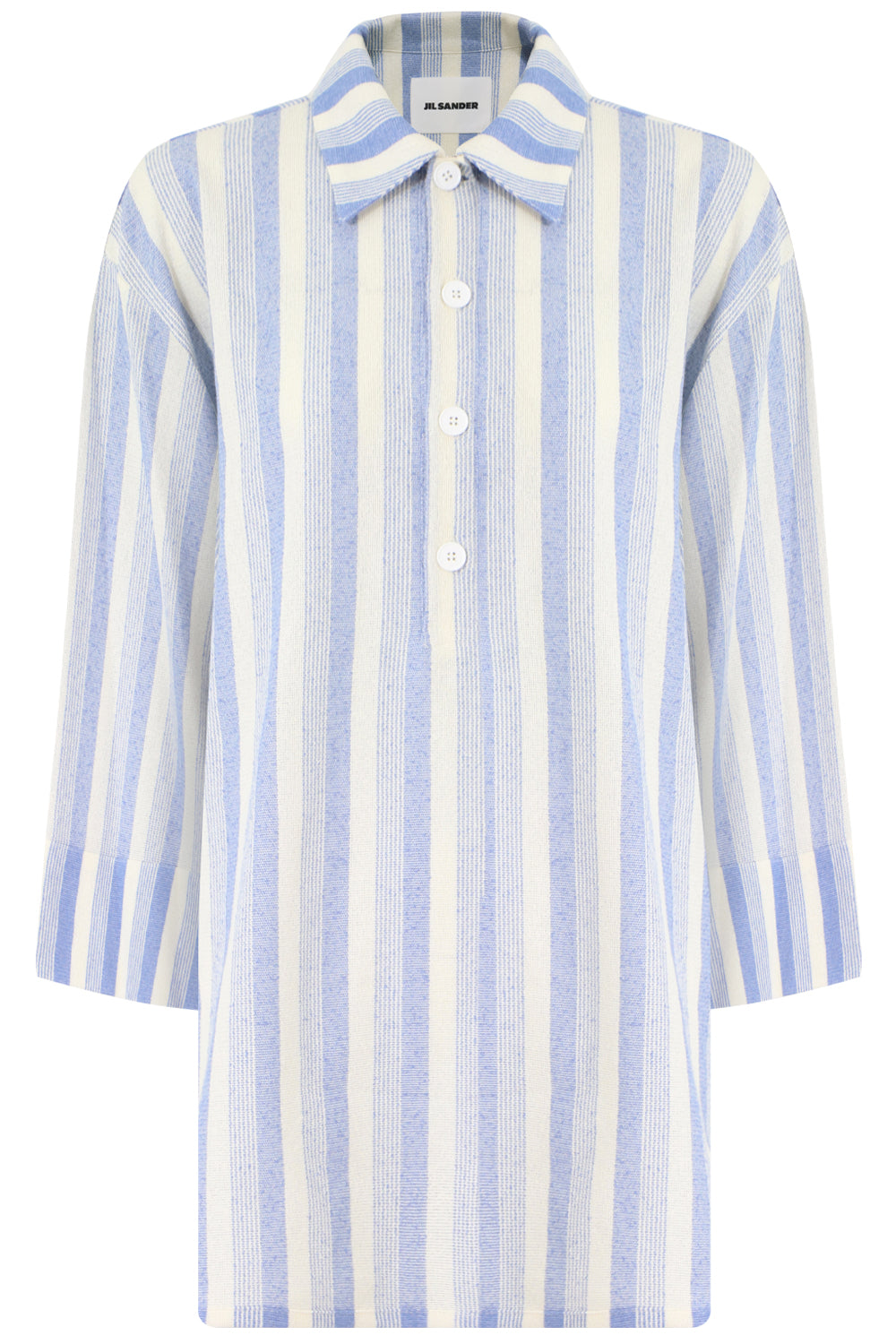 JIL SANDER RTW OVERSIZED STRIPE POLO SHIRT 3/4SL BLUE