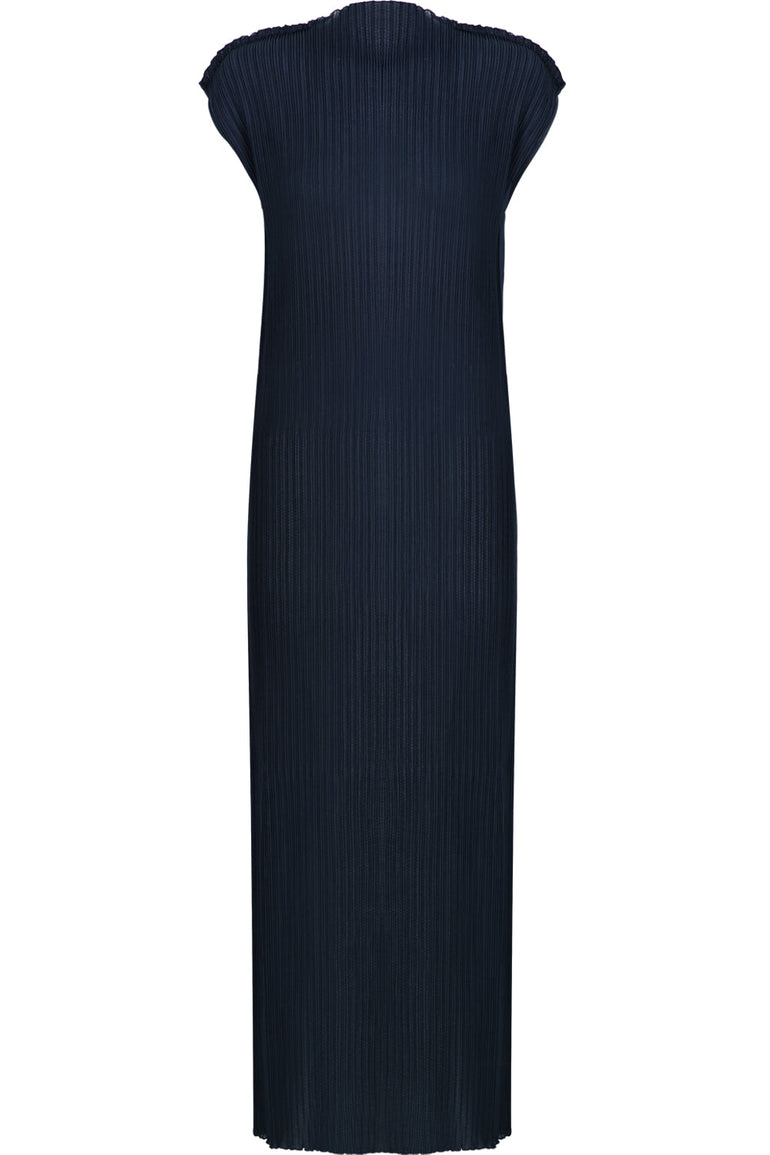 JIL SANDER RTW PLISSE MAXI DRESS CAP/SL NAVY