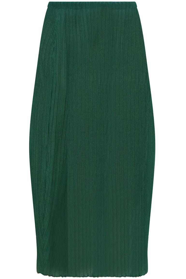 JIL SANDER RTW PLISSE MIDI SKIRT GREEN