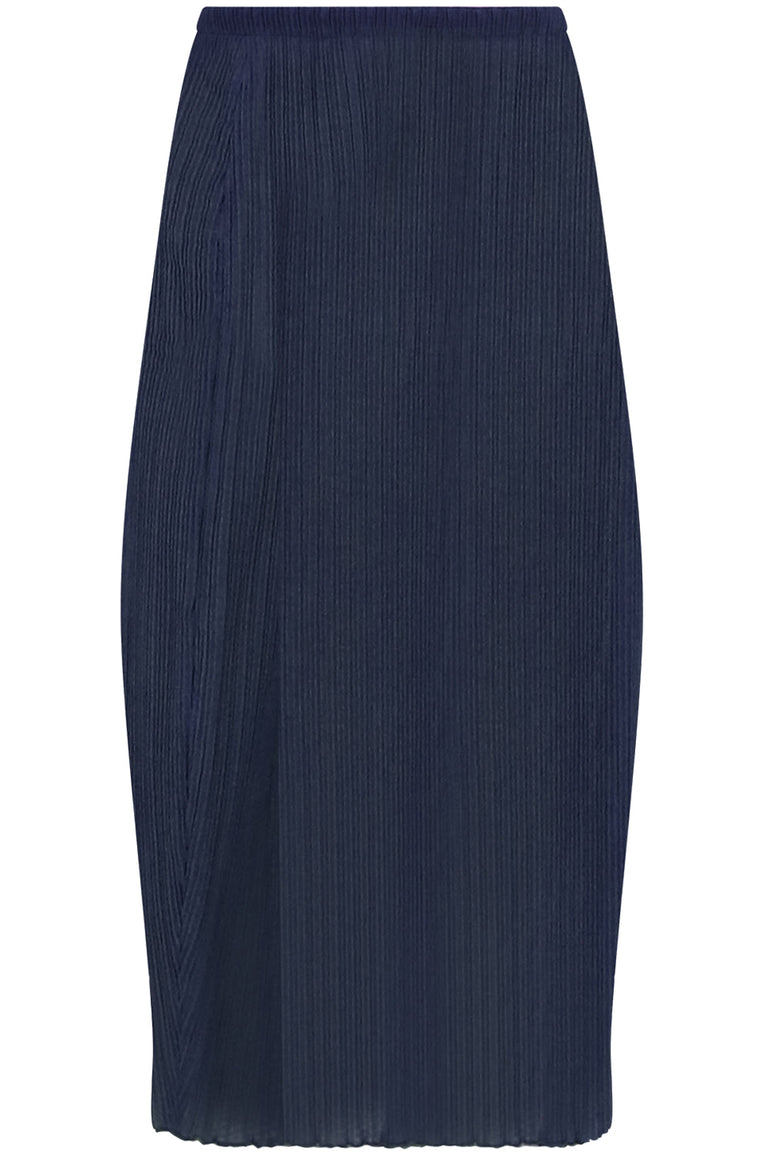 JIL SANDER RTW PLISSE MIDI SKIRT NAVY