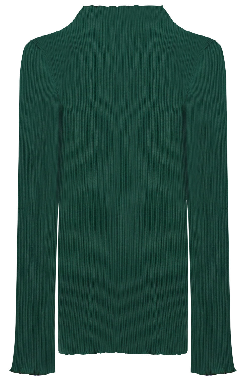 JIL SANDER RTW PLISSE TURTLENECK TOP L/S GREEN
