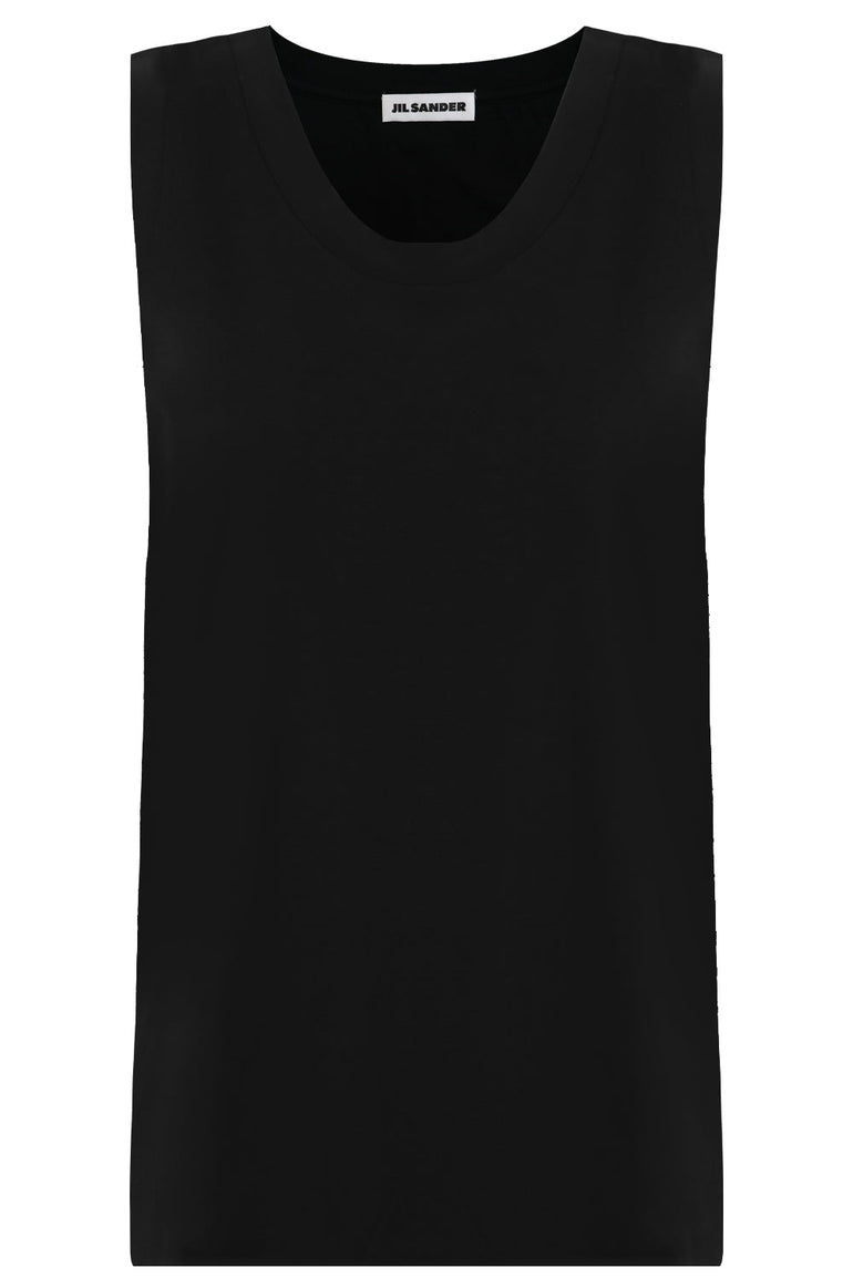 JIL SANDER RTW SCOOP NECK TANK TOP BLACK