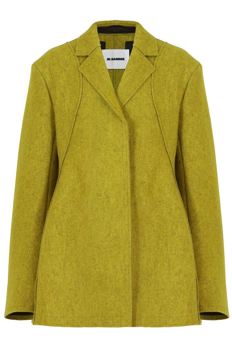 JIL SANDER RTW SCULPTURAL FLARED JACKET OCHRE