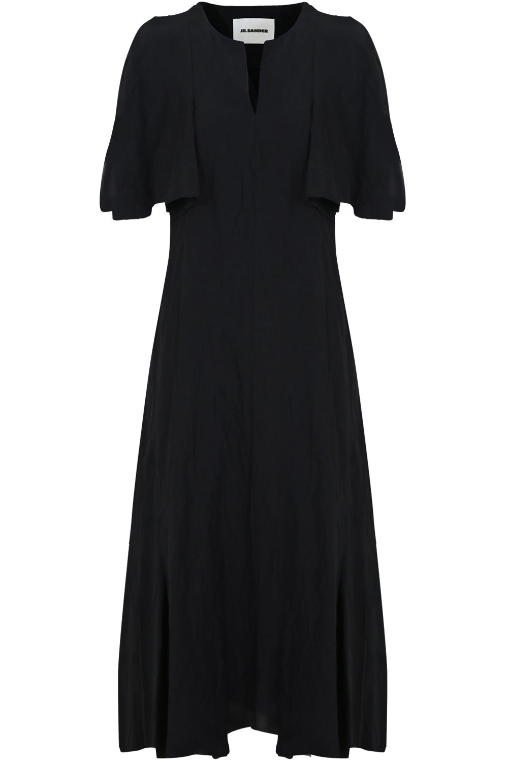JIL SANDER RTW SIDE PLEAT MAXI DRESS S/S BLACK