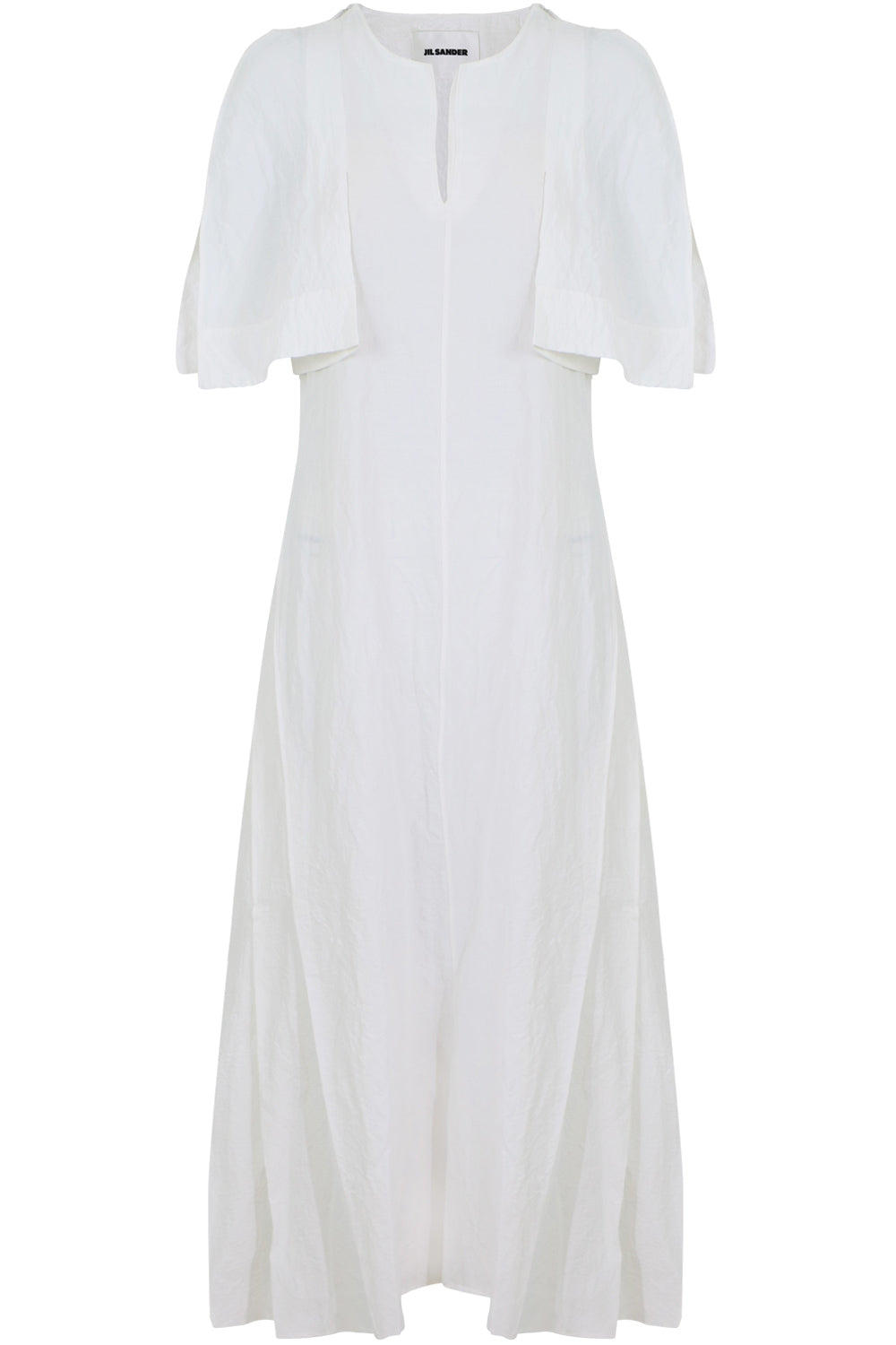 JIL SANDER RTW SIDE PLEAT MAXI DRESS S/S WHITE