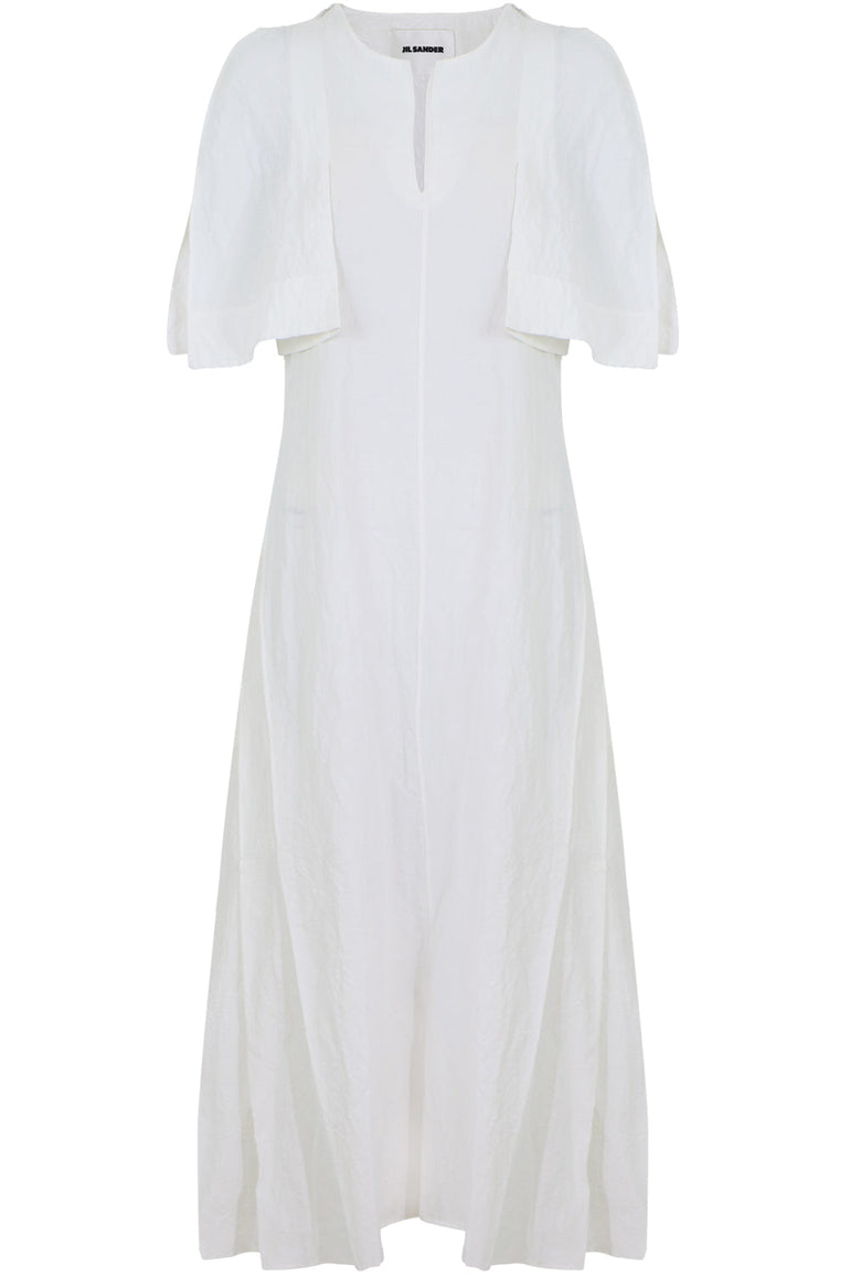 JIL SANDER RTW SIDE PLEAT MAXI DRESS S/S WHITE