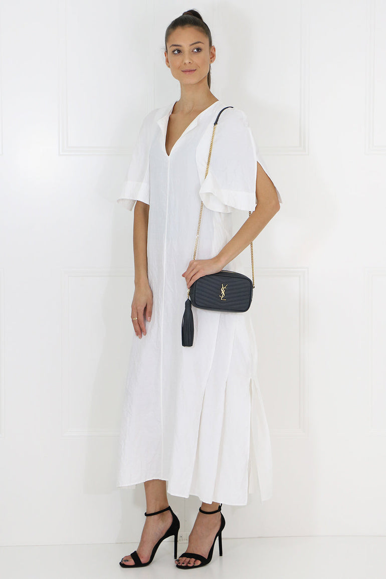 JIL SANDER RTW SIDE PLEAT MAXI DRESS S/S WHITE