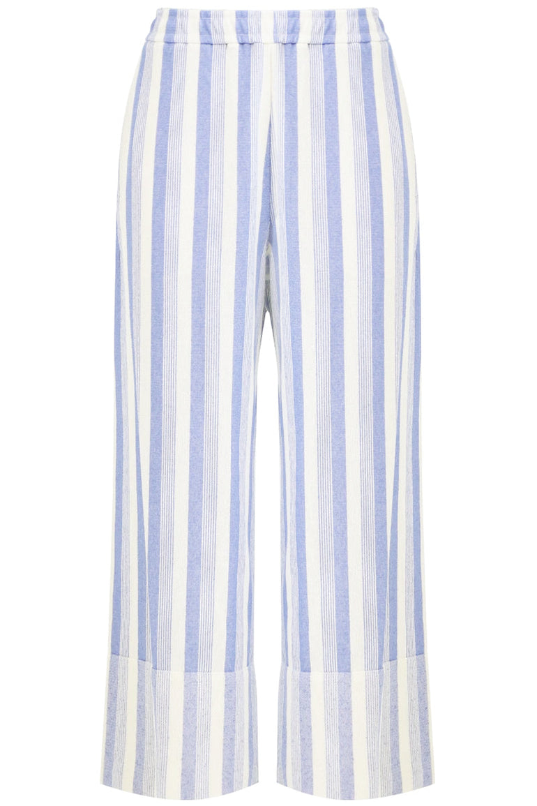 JIL SANDER RTW STRIPED CROPPED PANTS BLUE