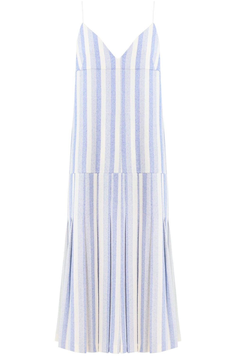 JIL SANDER RTW STRIPED SLIP DRESS WITH BOTTOM PLEAT BLUE