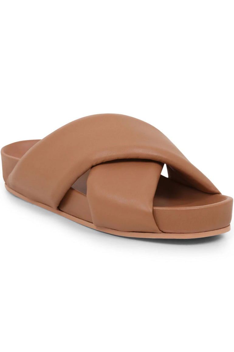 JIL SANDER SHOES CROSSOVER LEATHER SLIDES TAN