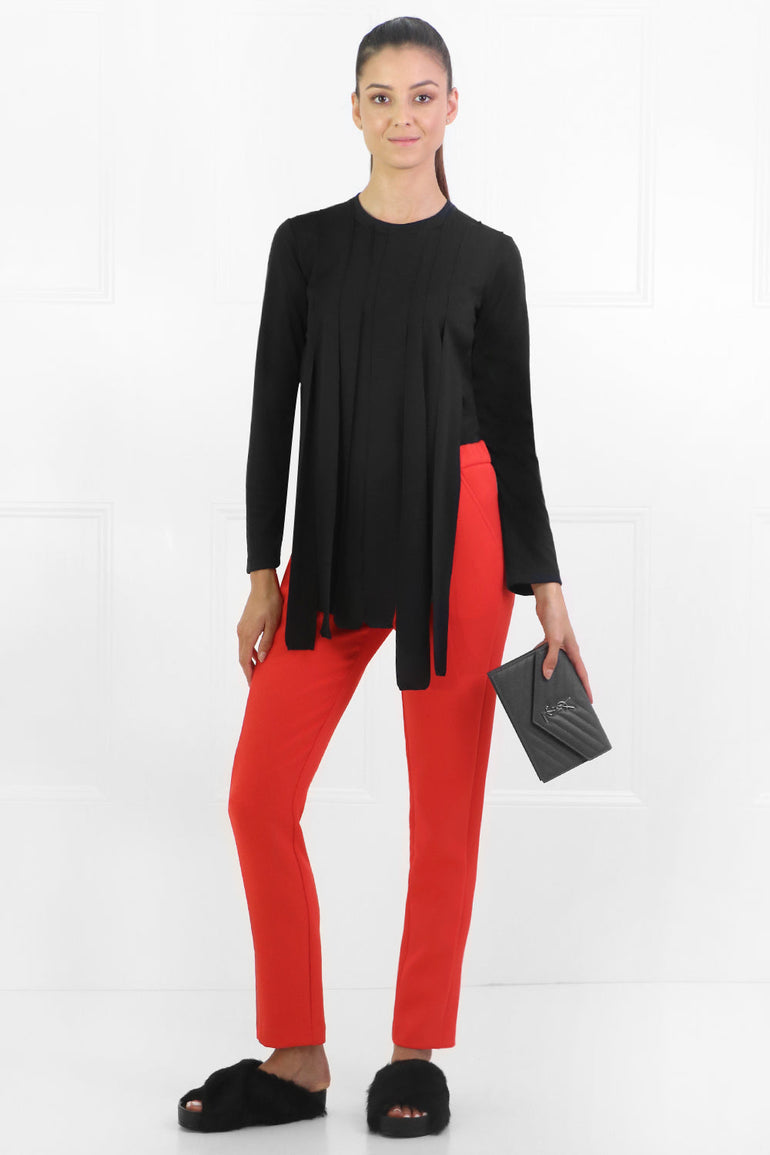 JIL SANDER SHOES FAUX FUR CROSSOVER SLIDE BLACK