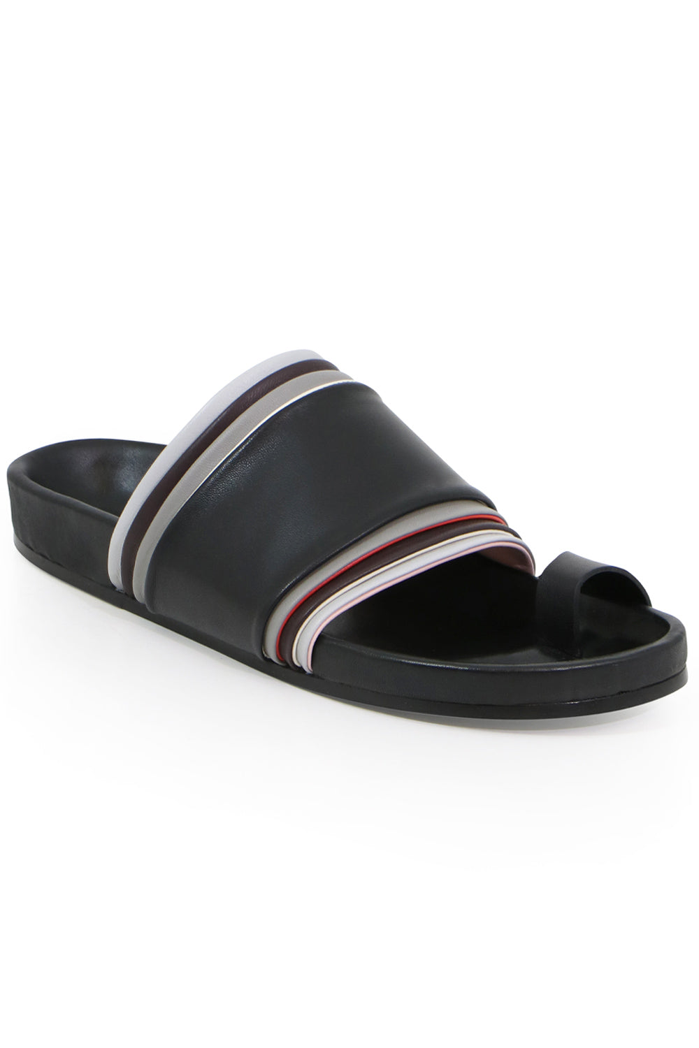 JIL SANDER SHOES LAYERED THONG SLIDE BLACK/MULTI