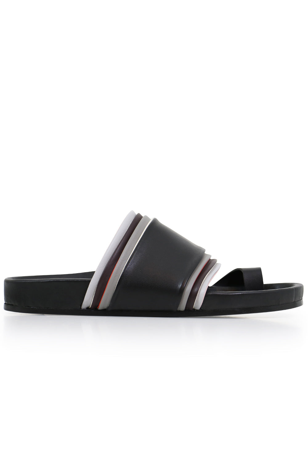 JIL SANDER SHOES LAYERED THONG SLIDE BLACK/MULTI