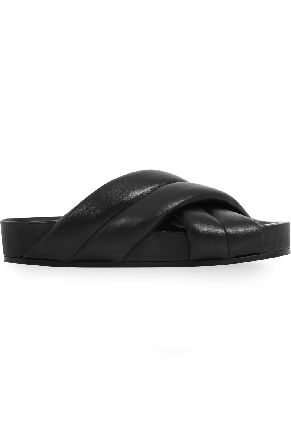 JIL SANDER SHOES LEATHER CROSSOVER SLIDE BLACK