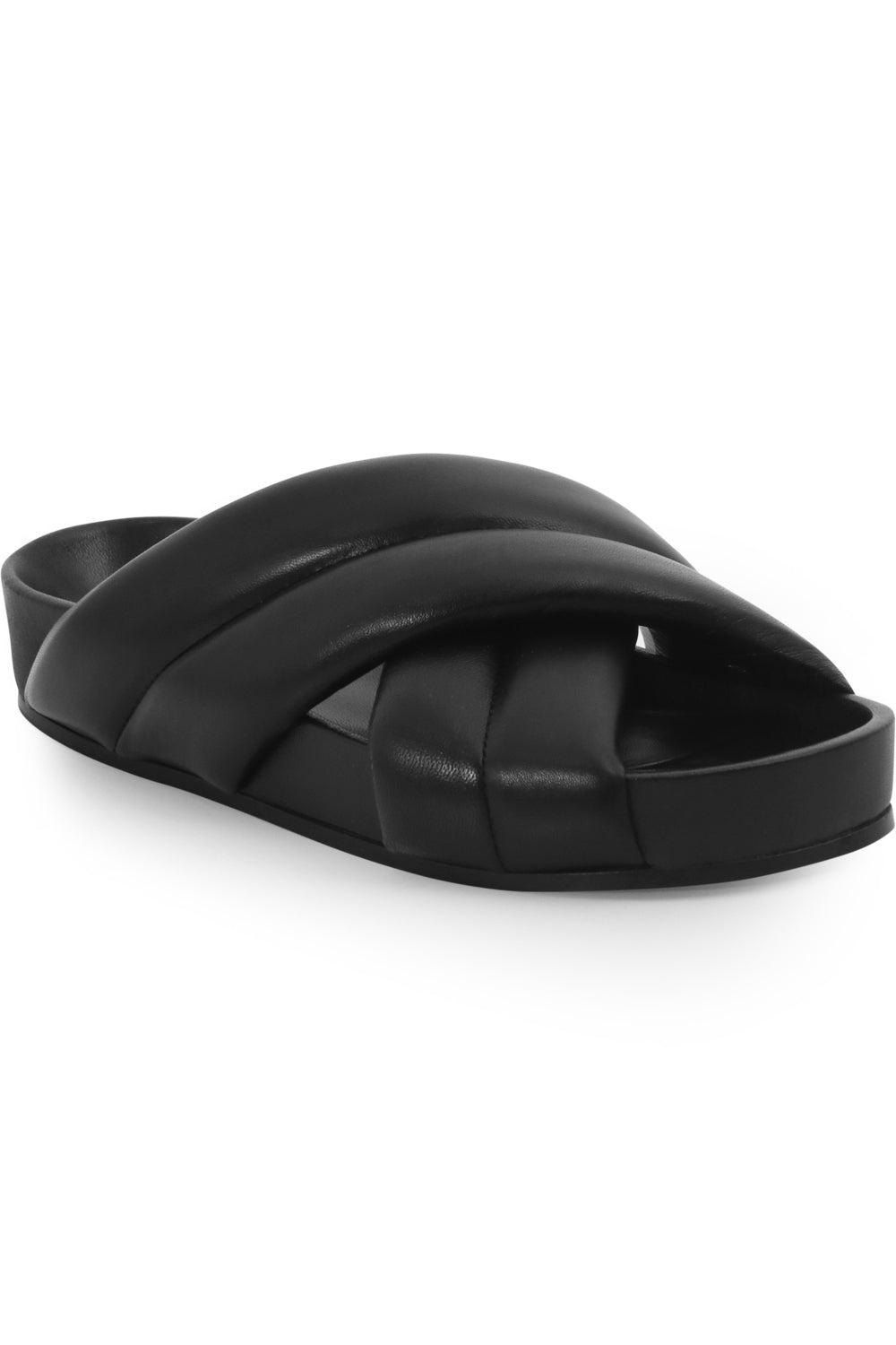 JIL SANDER SHOES LEATHER CROSSOVER SLIDE BLACK
