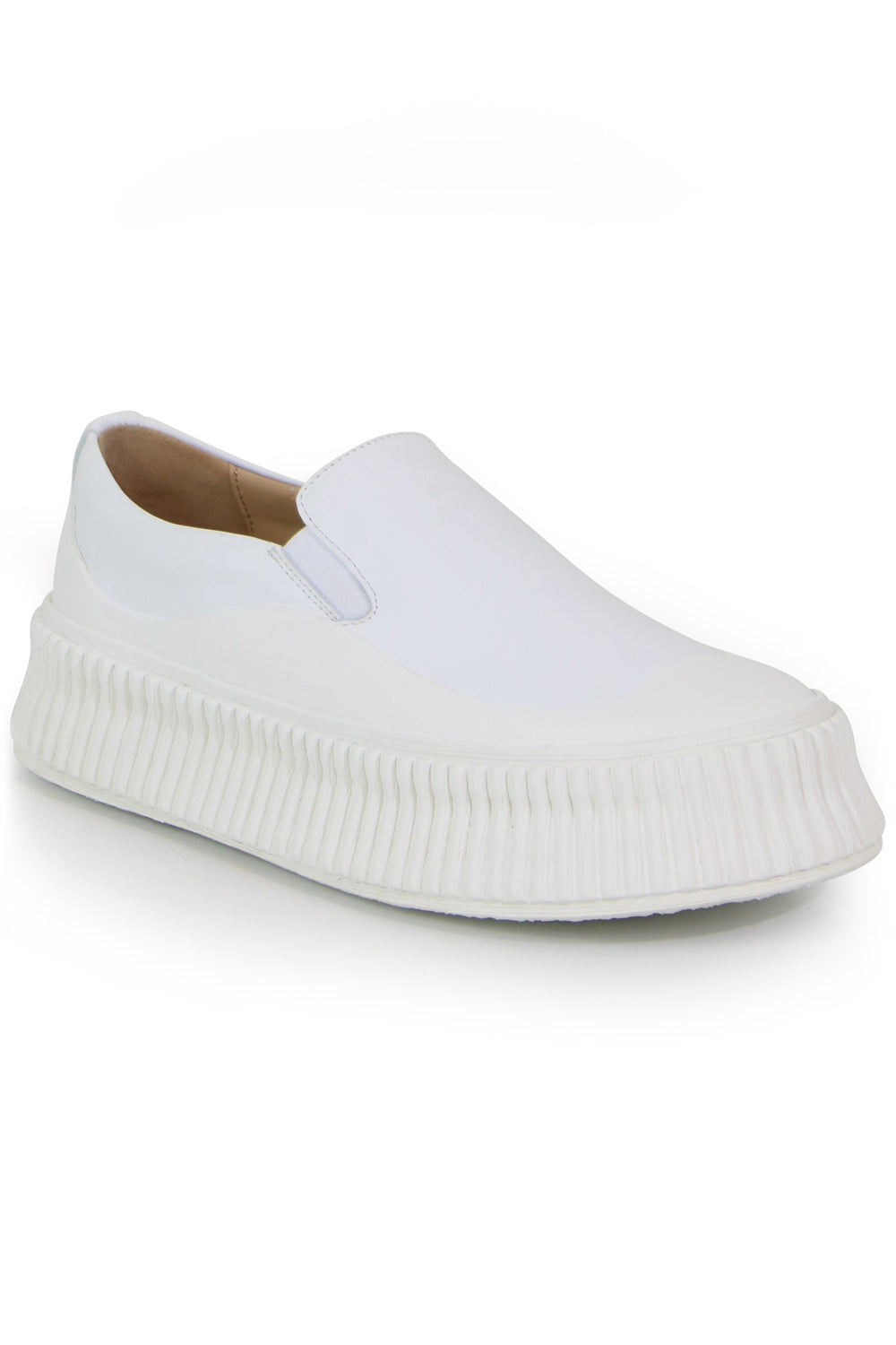 JIL SANDER SHOES LEATHER PLATFORM SNEAKER WHITE