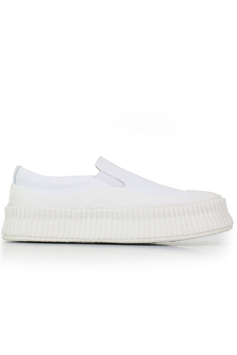 JIL SANDER SHOES LEATHER PLATFORM SNEAKER WHITE