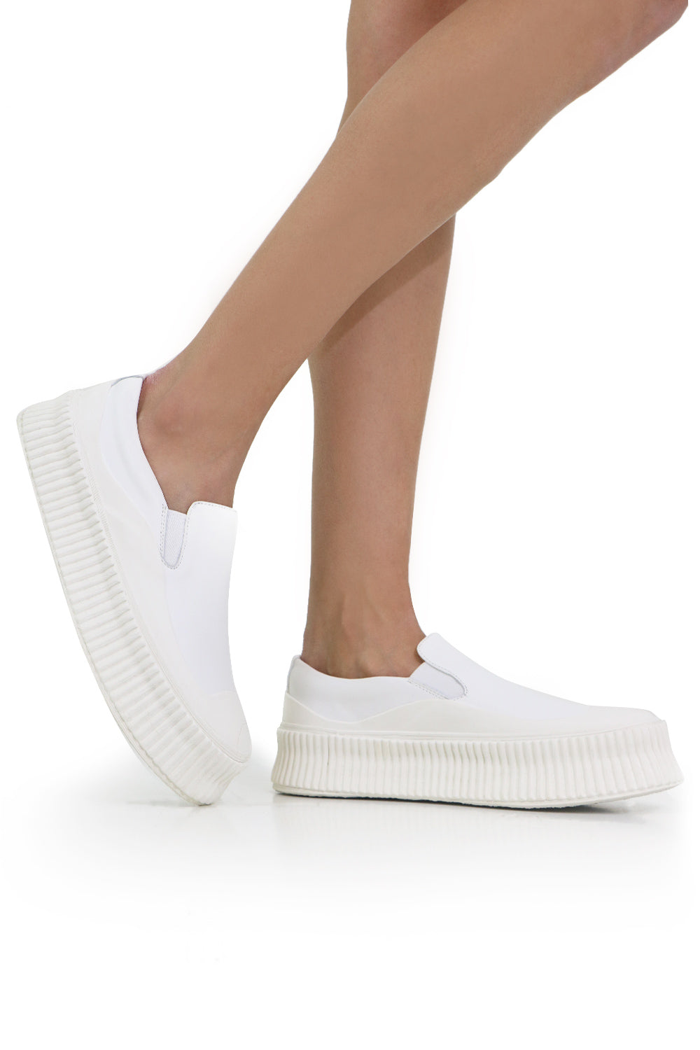 JIL SANDER SHOES LEATHER PLATFORM SNEAKER WHITE