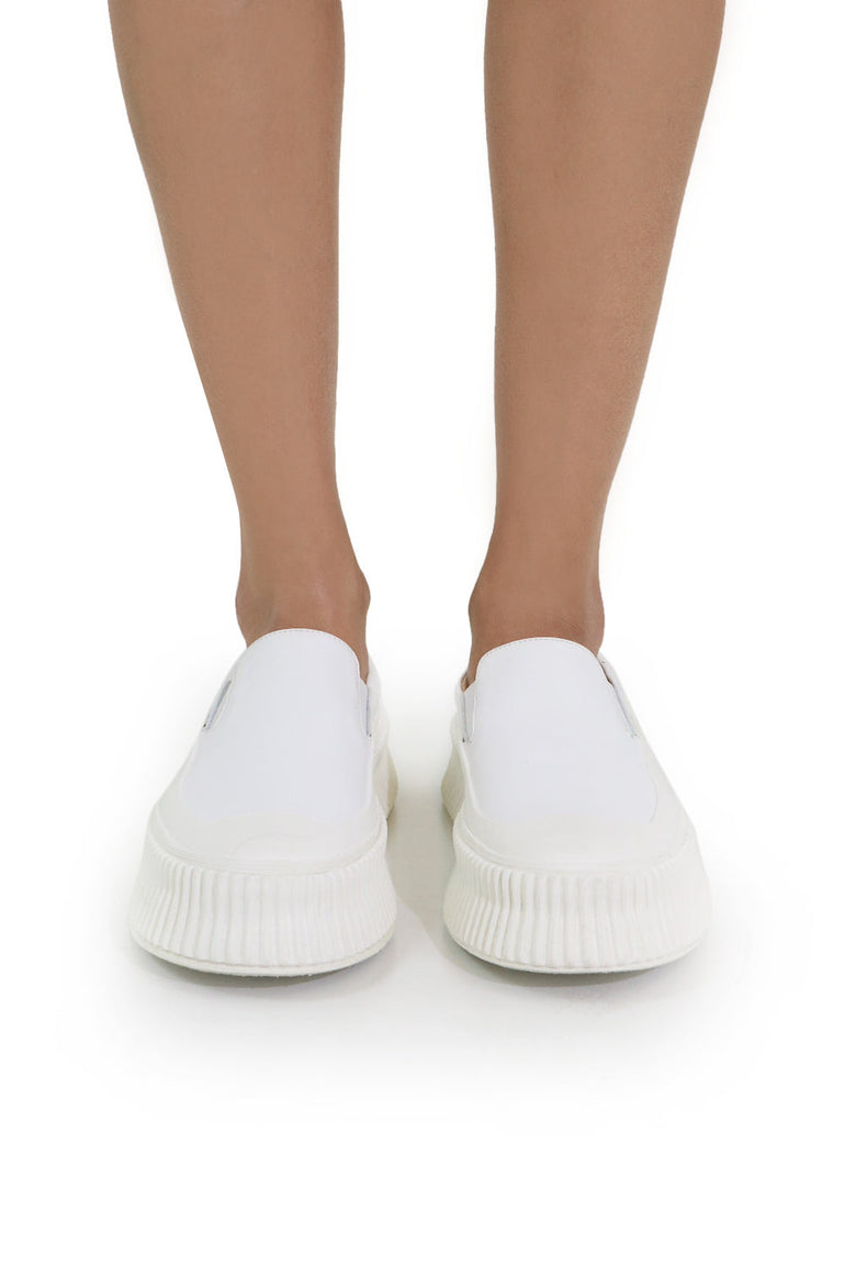 JIL SANDER SHOES LEATHER PLATFORM SNEAKER WHITE