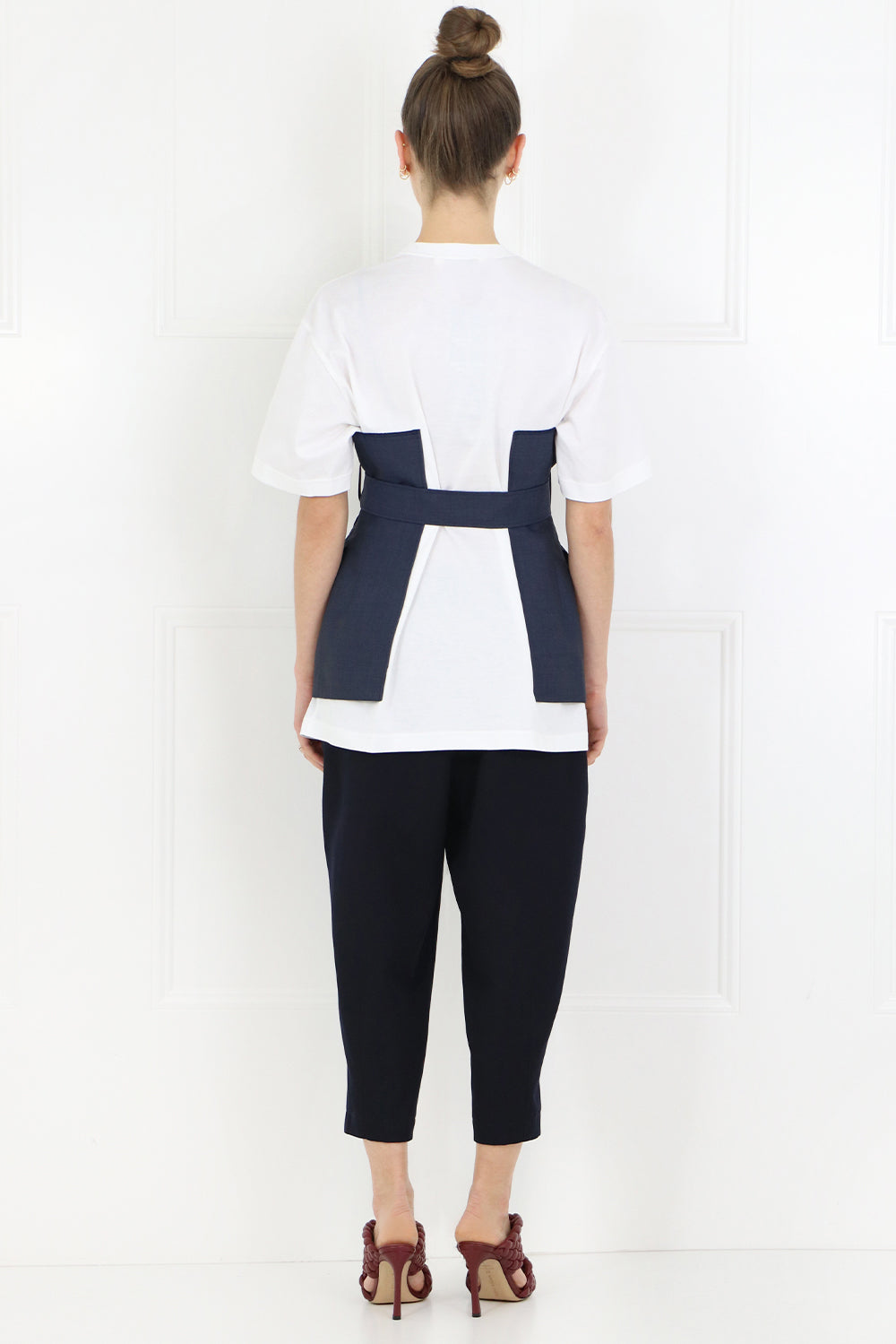 JUNYA WATANABE RTW BELTED BODICE T-SHIRT S/S WHITE/NAVY