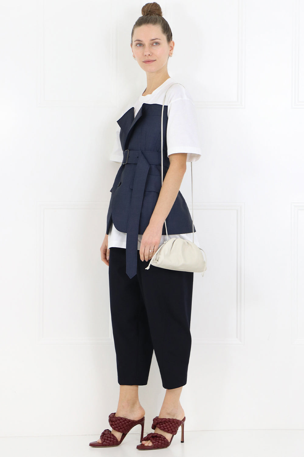 JUNYA WATANABE RTW BELTED BODICE T-SHIRT S/S WHITE/NAVY