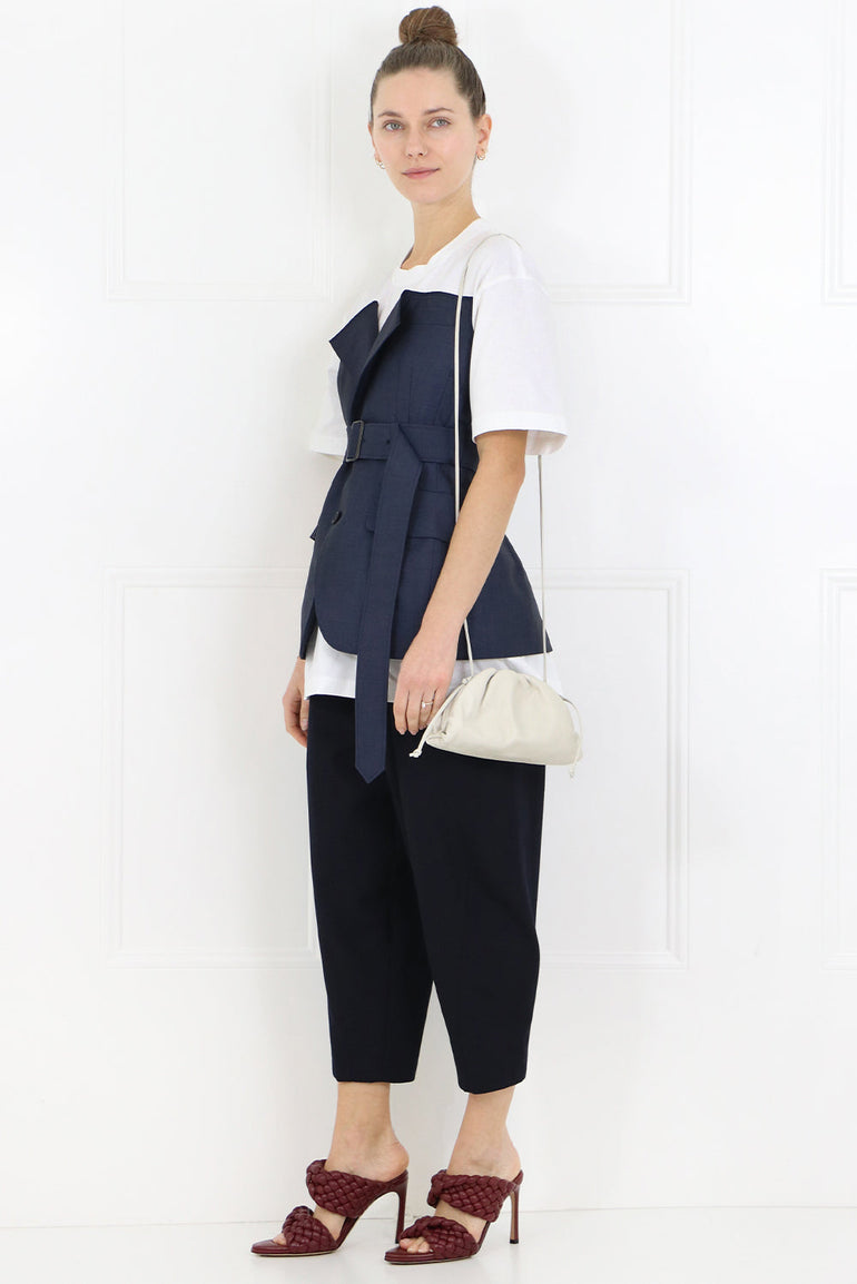 JUNYA WATANABE RTW BELTED BODICE T-SHIRT S/S WHITE/NAVY