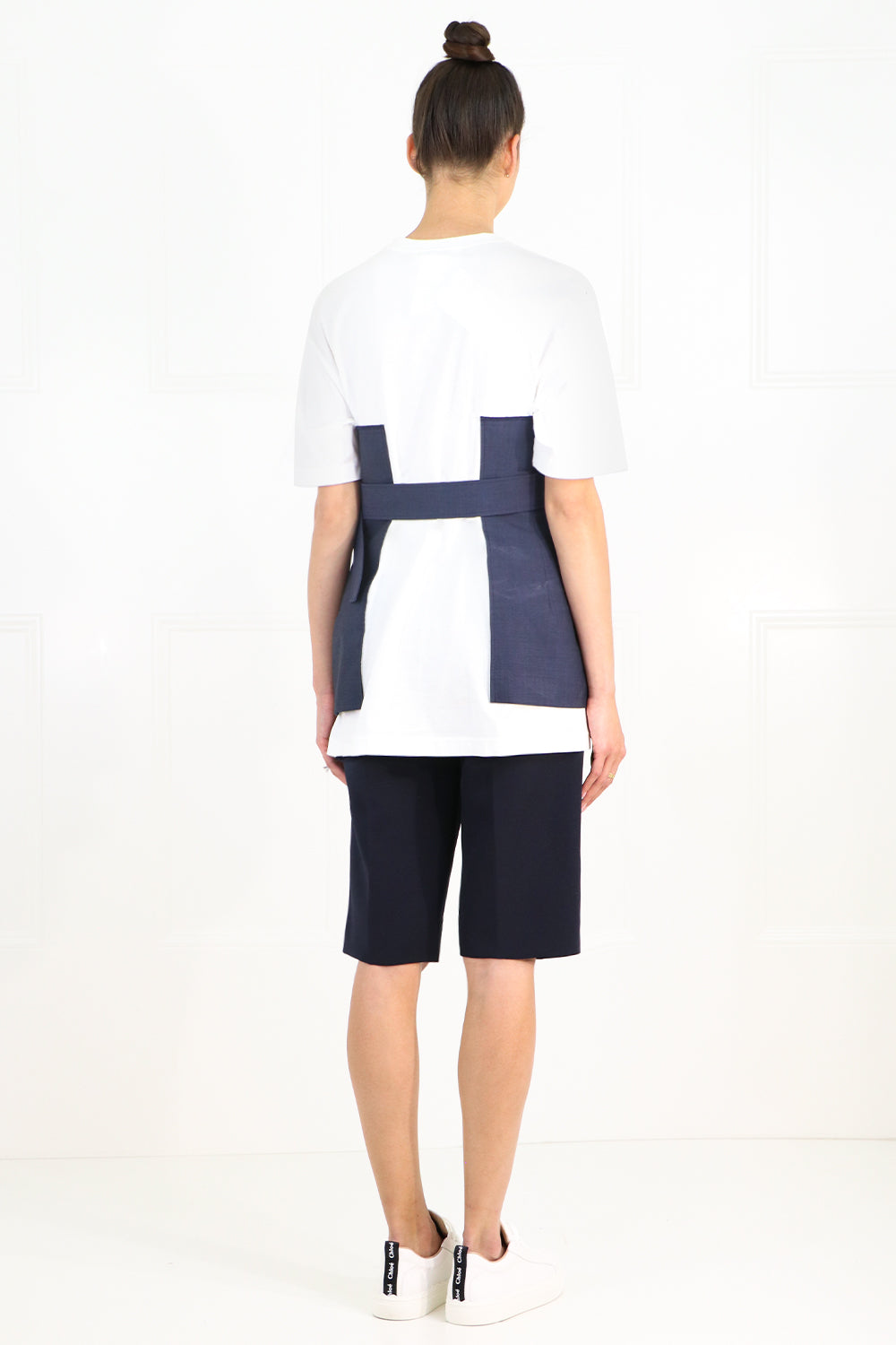 JUNYA WATANABE RTW BELTED BODICE T-SHIRT S/S WHITE/NAVY