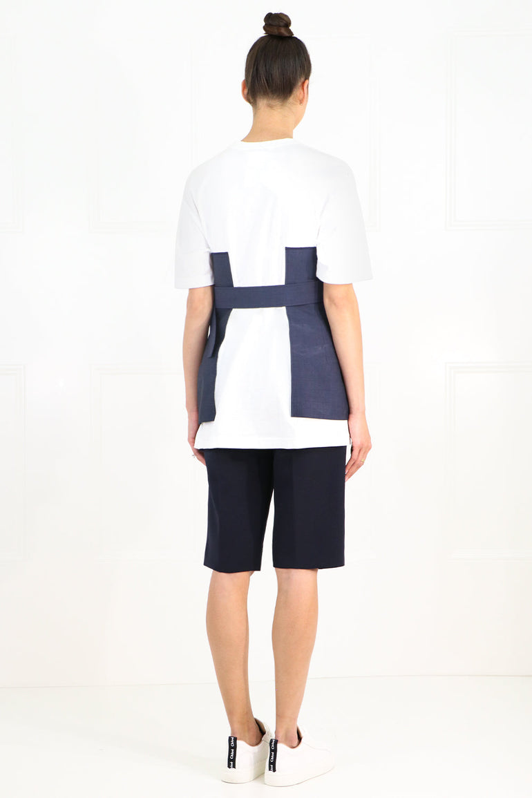 JUNYA WATANABE RTW BELTED BODICE T-SHIRT S/S WHITE/NAVY