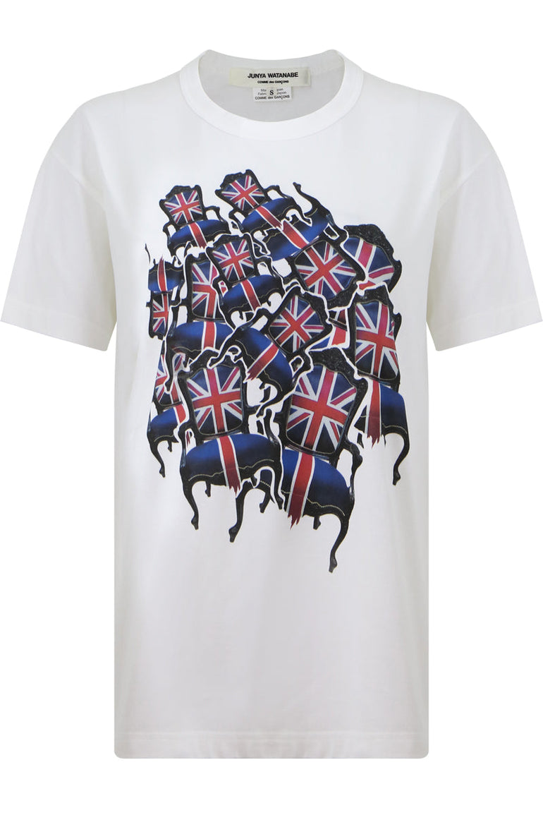 JUNYA WATANABE RTW BRITISH THRONE PRINT T-SHIRT WHITE/NAVY/RED