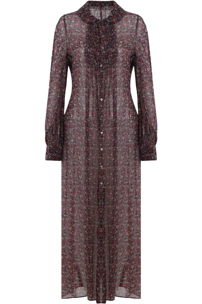 JUNYA WATANABE RTW BLACK / JP L COLLARED FLORAL PRINT SHIRT DRESS BLACK