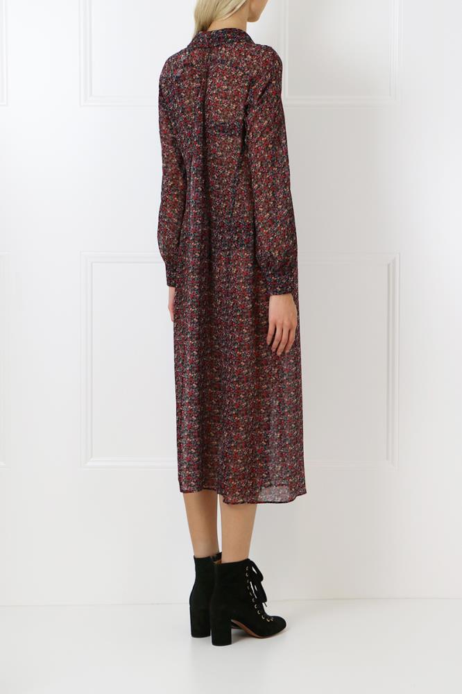 JUNYA WATANABE RTW COLLARED FLORAL PRINT SHIRT DRESS BLACK