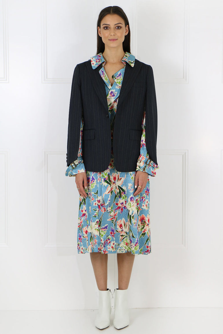 JUNYA WATANABE RTW FLORAL PRINT JACKET DRESS NAVY