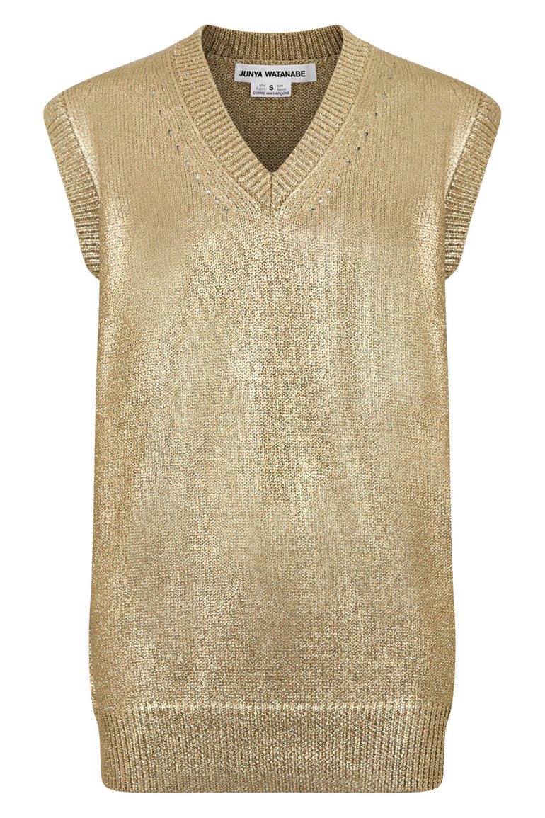 JUNYA WATANABE RTW GOLD LUREX KNIT VEST
