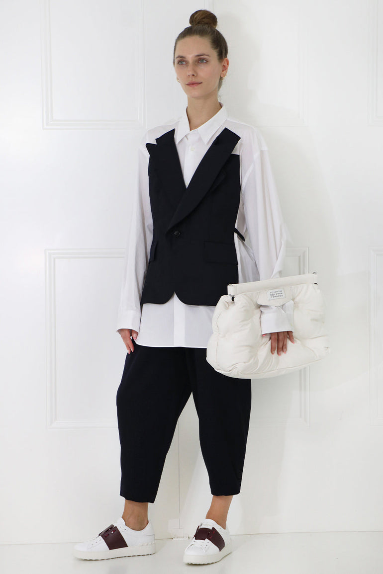 JUNYA WATANABE RTW LAYERED BODICE SHIRT L/S NAVY/WHITE