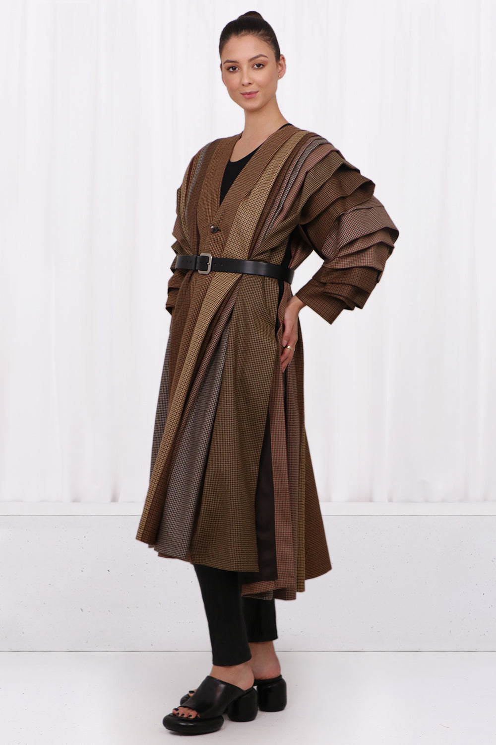 JUNYA WATANABE RTW LAYERED COAT WITH REMOVABLE BELT | BROWN